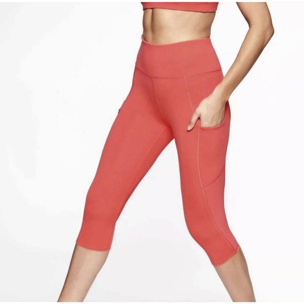 Athleta Leggings Womens Large Pink All In Crop Side Pocket Leggings